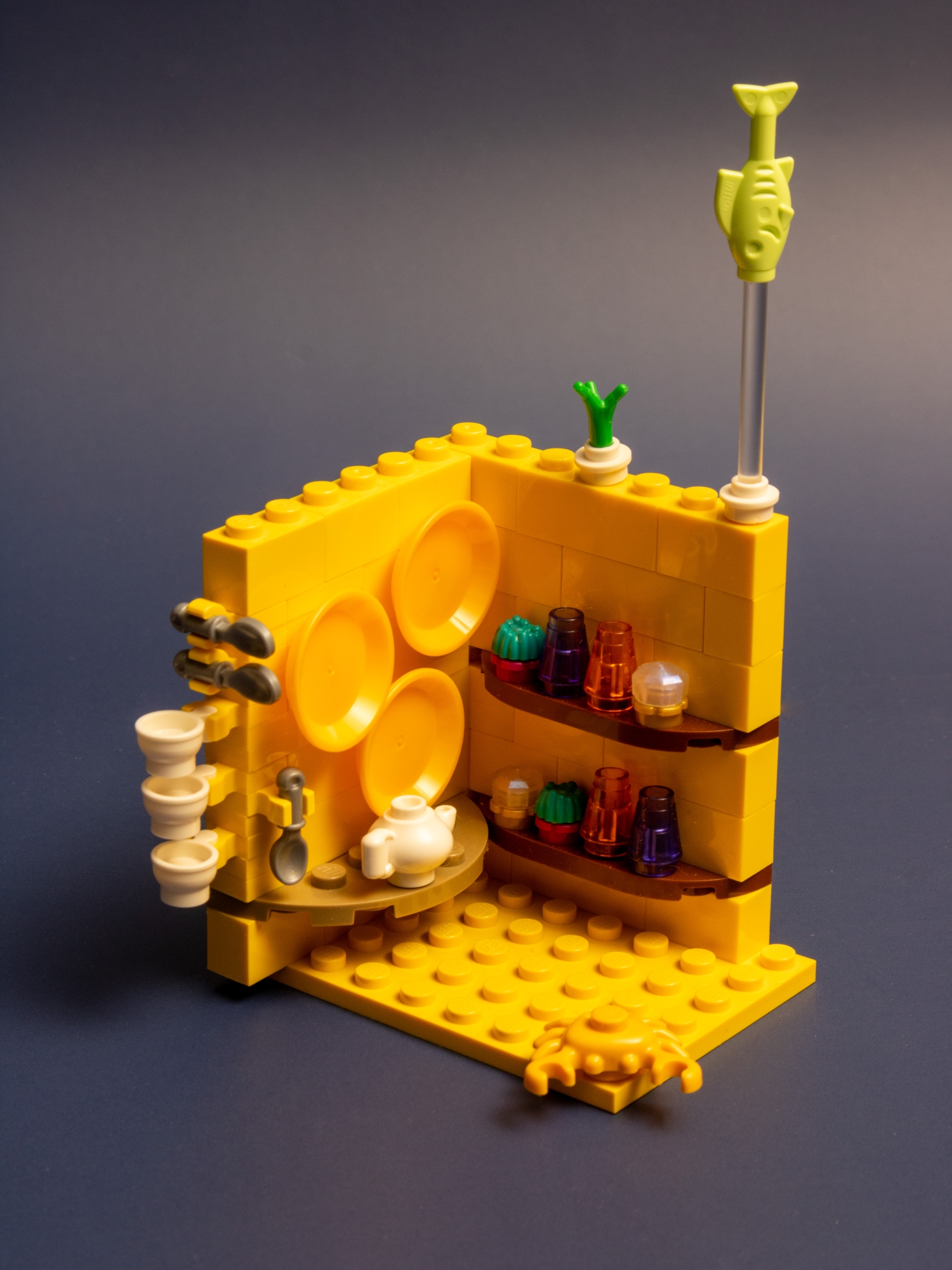 Kitchen designed for a LEGO mermaid-themed Polly Pocket house. 